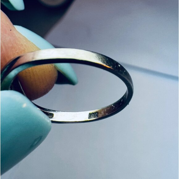 Estate 10K White Gold Ring w/ Diamond Chips – Vintage Size 6.5 Fine Jewelry - Picture 10 of 10